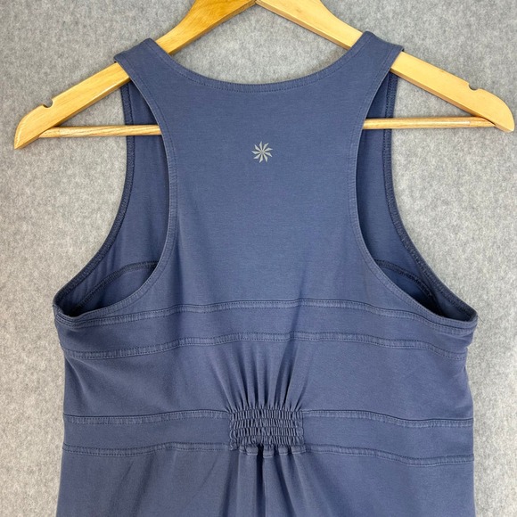 Athleta Organic Cotton Racerback Tank Dress Blue Empire Waist Womens Size Medium - Picture 4 of 11